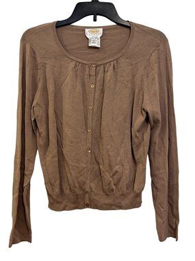 Talbots Petites Brown Button-Up Cardigan Sweater Made With Italian Yarn M